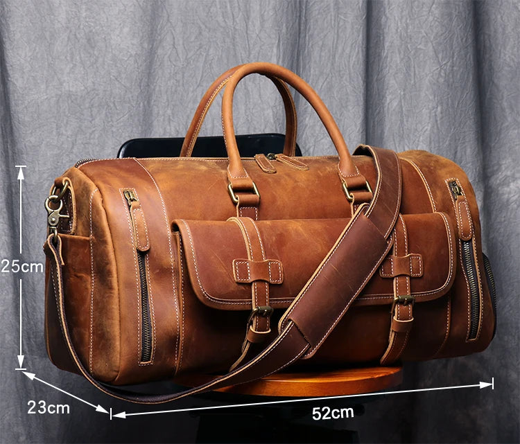 Genuine Leather Vintage Style Travel Bag