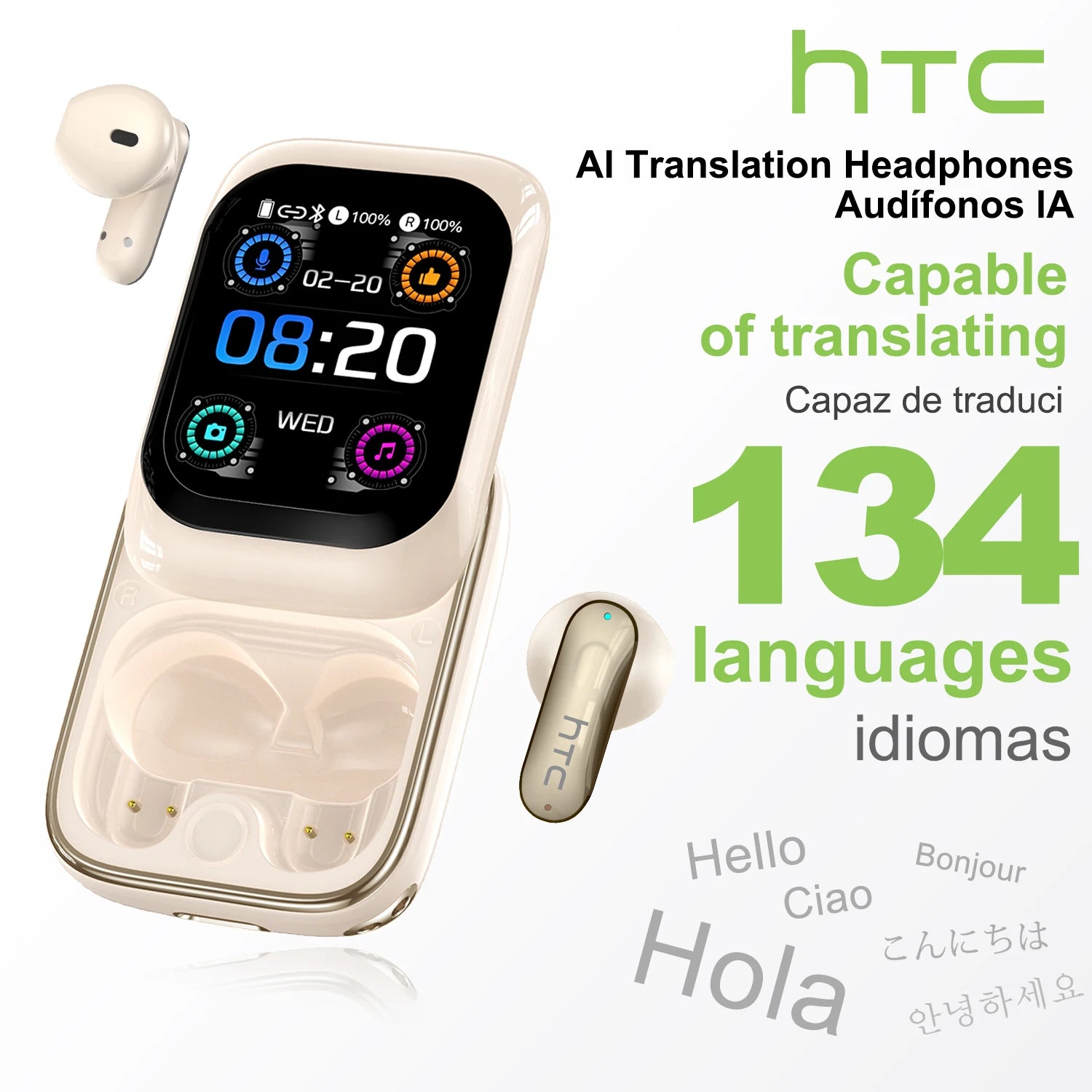 Ultra HD Screen AI Translator Earbuds