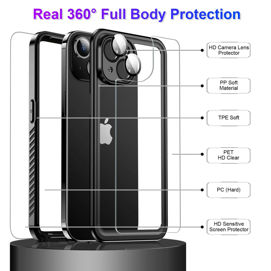 Shock & Waterproof Phone Case for iPhone 14, 15, 16, 17