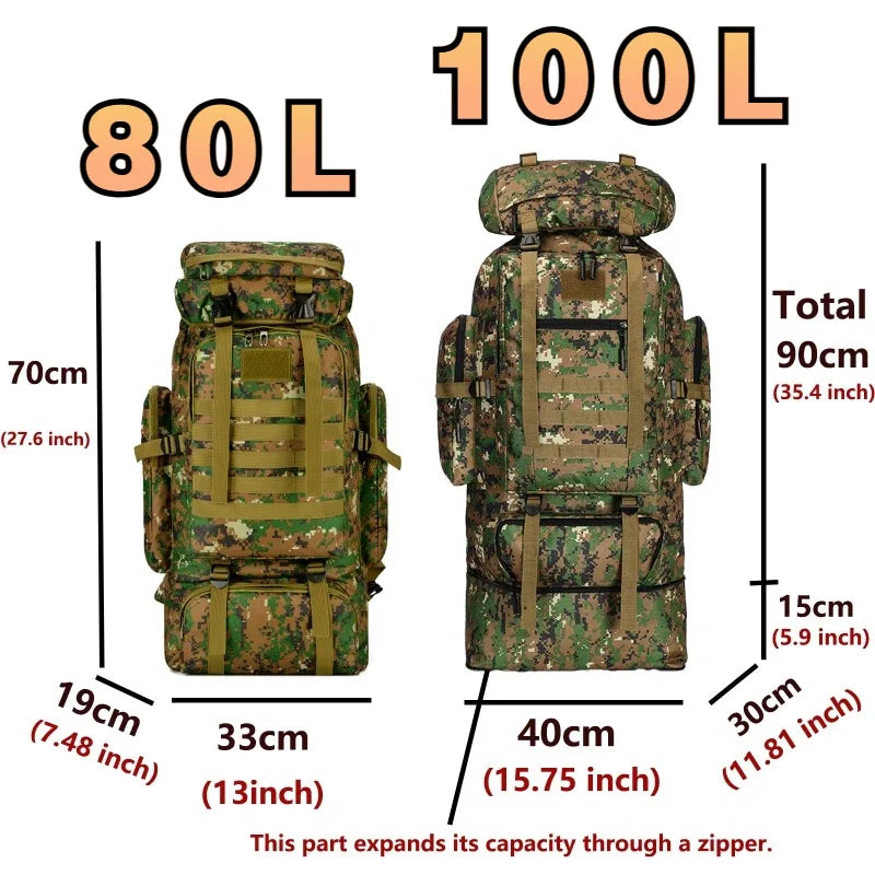 80L/100L  Mountaineering Tactical Backpack