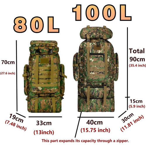 80L/100L  Mountaineering Tactical Backpack
