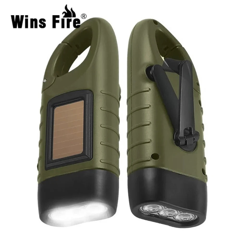 LED Flashlight Hand Crank Self Powered Charging Torch