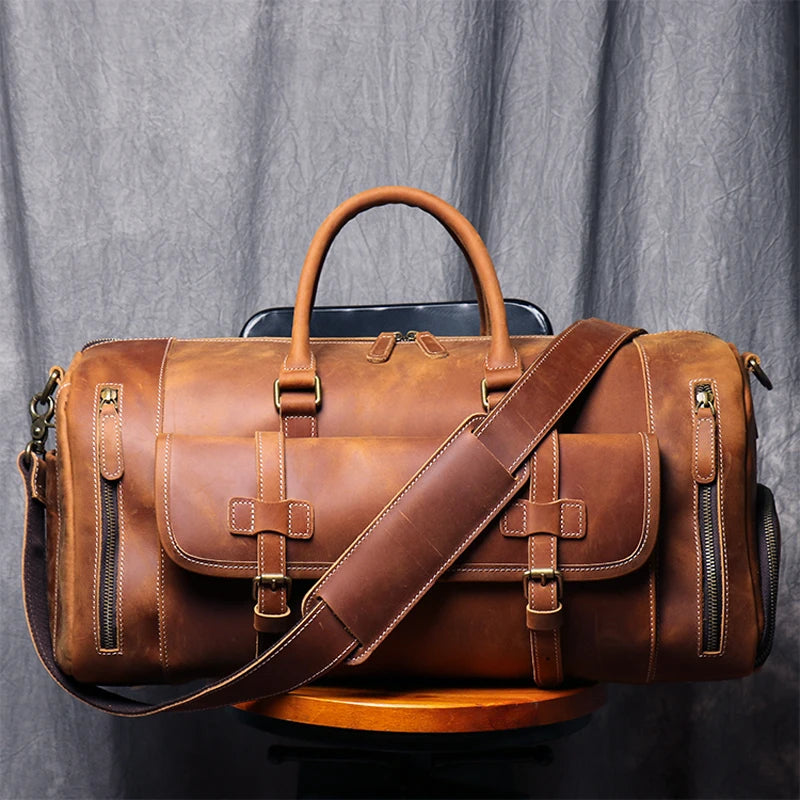 Genuine Leather Vintage Style Travel Bag