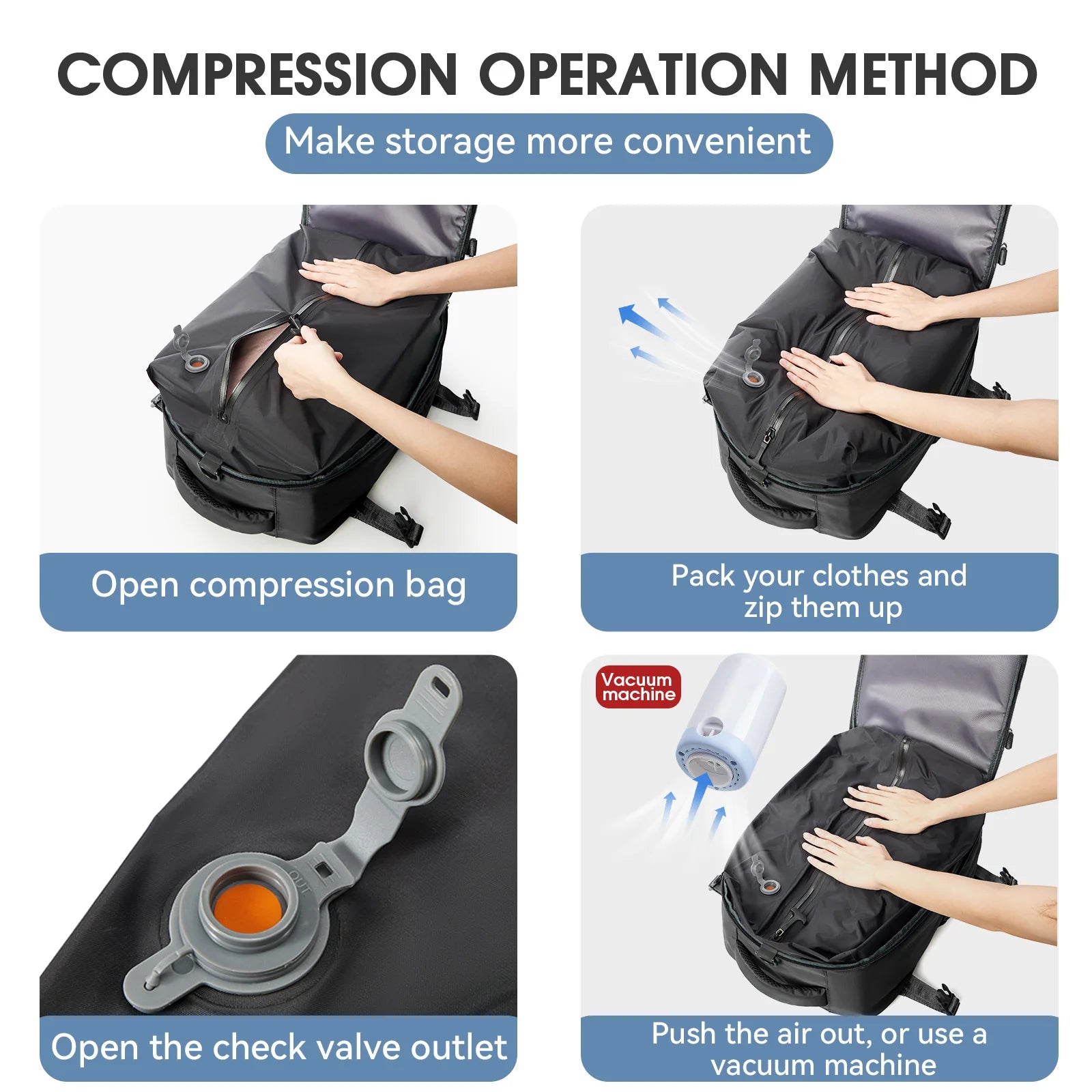 Vacuum Compression Travel  Backpack