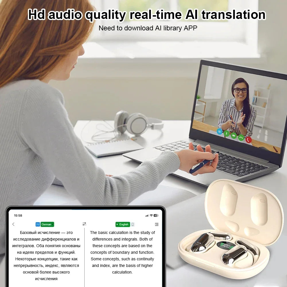 144 Languages 3-in-1 AI Translator Earbuds