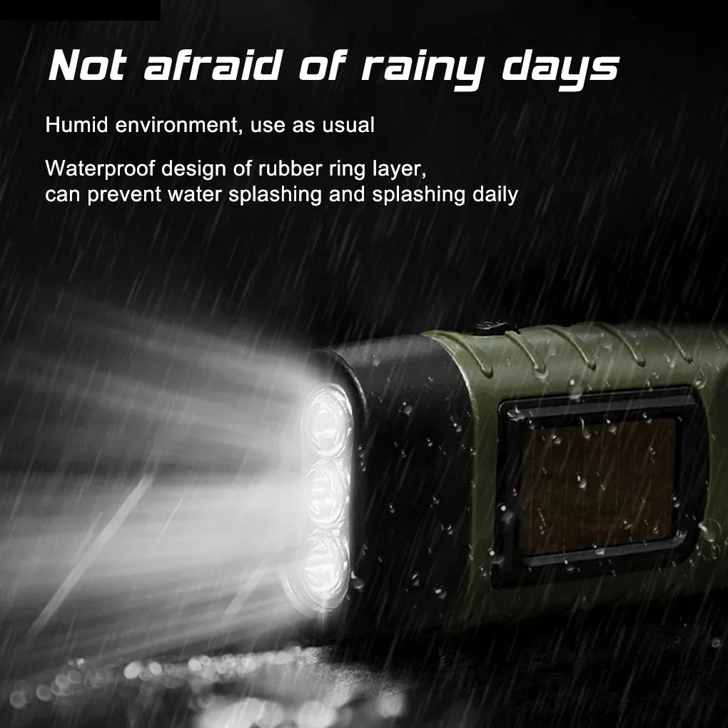 LED Flashlight Hand Crank Self Powered Charging Torch