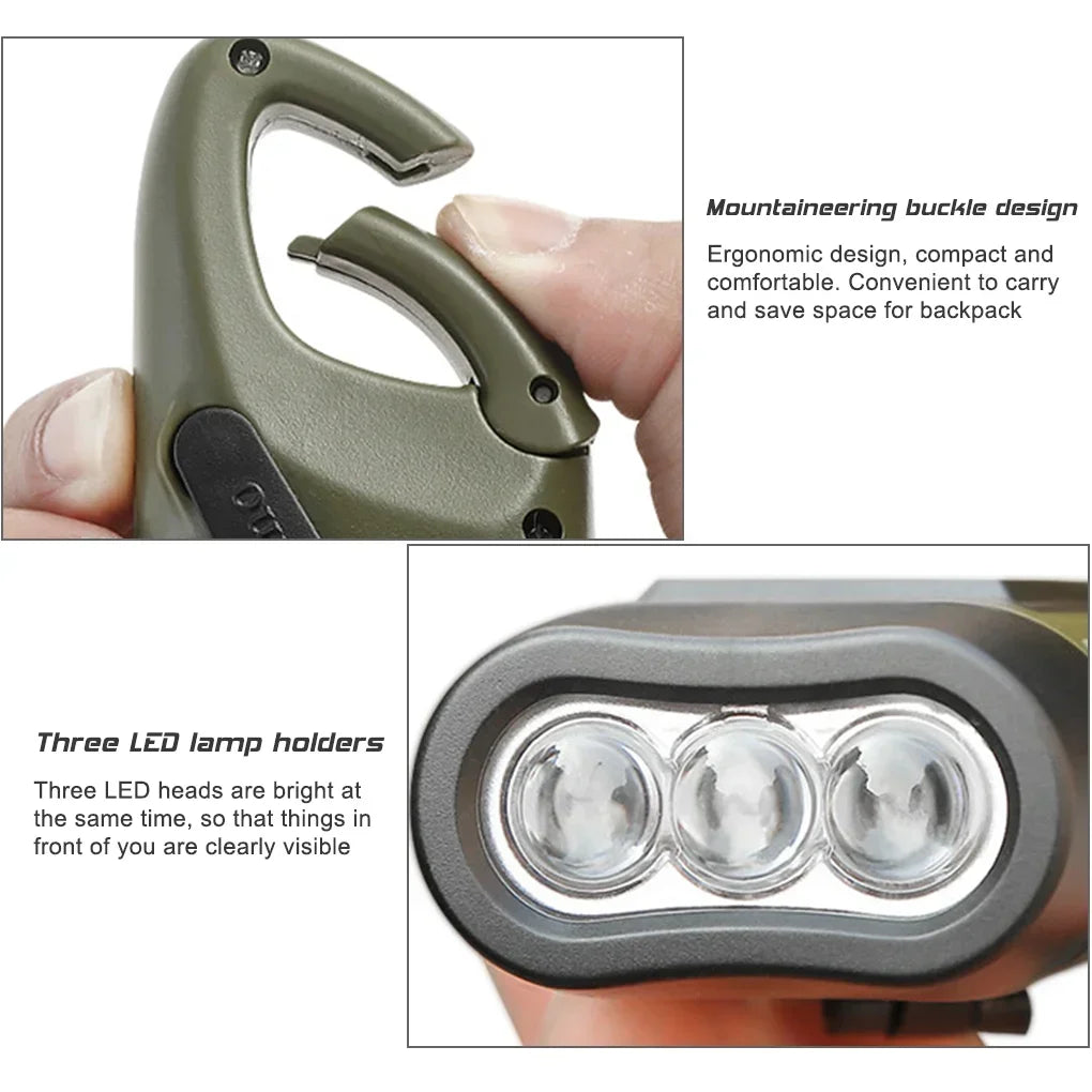 LED Flashlight Hand Crank Self Powered Charging Torch