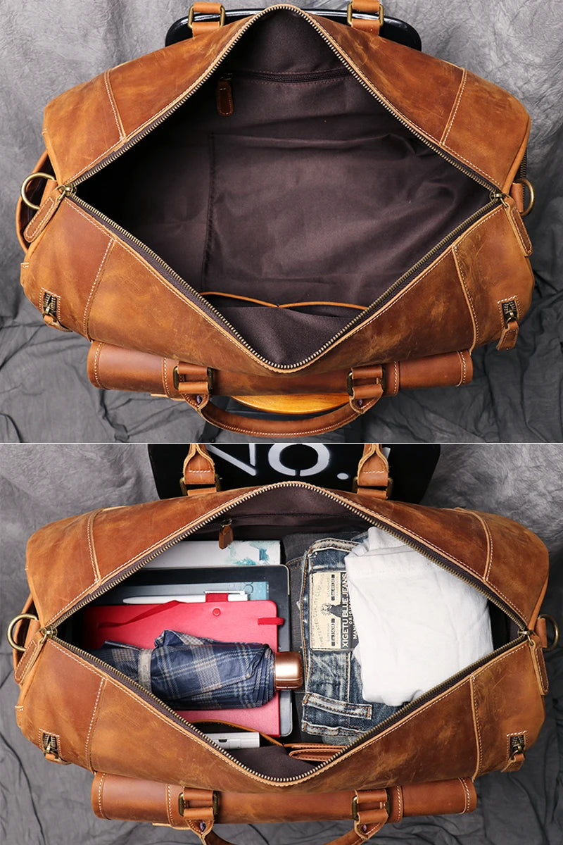 Genuine Leather Vintage Style Travel Bag