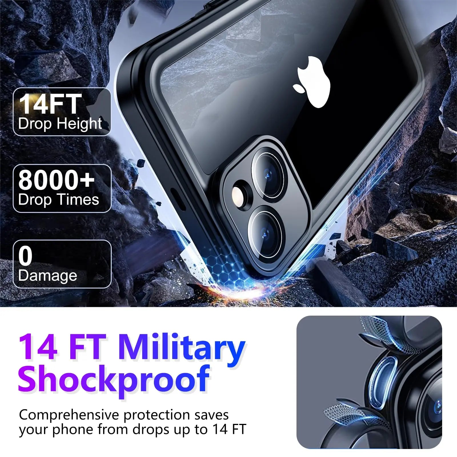 Shock & Waterproof Phone Case for iPhone 14, 15, 16, 17